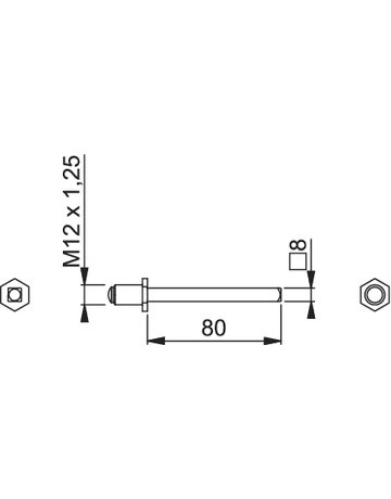 Bild Profil-Wechselvollstift FDW 8x80 mm mit Gewinderolle M12 x 1,25 verzinkt - HOPPE-1
