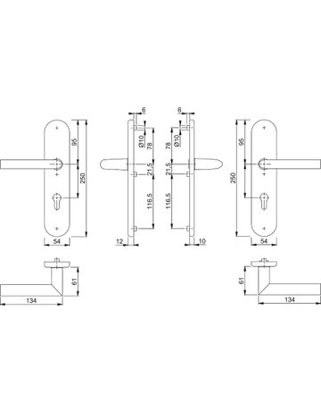 Bild HOPPE Sicherheits-Drückergarnitur Stockholm FS-1140F/3331/3310, Langschild oval, 12mm, ES 1, ohne Zylinderabdeckung, Profilzylinder gelocht, Entfernung 72mm, Vierkant 9mm, Türstärke 42-47mm, naturfarben eloxiert-1