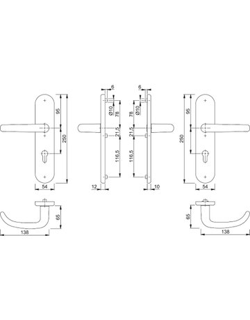Bild HOPPE Sicherheits-Drückergarnitur San Francisco FS-1301F/3331/3310, Langschild oval, 12mm, ES 1, ohne Zylinderabdeckung, Profilzylinder gelocht, Entfernung 72mm, Vierkant 9mm, Türstärke 42-47mm, naturfarben eloxiert-1