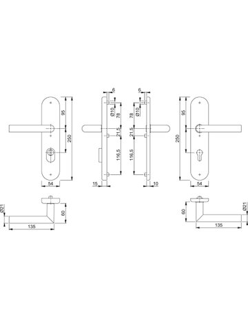 Bild HOPPE Sicherheits-Drückergarnitur Amsterdam FS-1400F/3332ZA/3310, Langschild oval, 15mm, ES 1, mit Zylinderabdeckung, Profilzylinder gelocht, Entfernung 72mm, Vierkant 9mm, Türstärke 42-47mm, naturfarben eloxiert-1