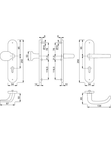 Bild HOPPE Sicherheits-Wechselgarnitur San Francisco FS-86G/3331/3310/1301F, Langschild oval, 12mm, ES 1, ohne Zylinderabdeckung, Profilzylinder gelocht, Entfernung 72mm, Vierkant 9mm, Türstärke 42-47mm, naturfarben eloxiert-1