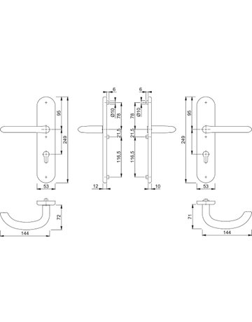 Bild HOPPE Sicherheits-Drückergarnitur Marseille FS-E1138F/3331/3310, Langschild oval, 12mm, ES 1, ohne Zylinderabdeckung, Profilzylinder gelocht, Entfernung 92mm, Vierkant 9mm, Türstärke 67-72mm, edelstahl matt-1