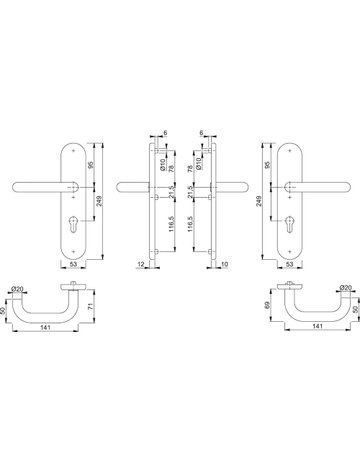 Bild HOPPE Sicherheits-Drückergarnitur Paris FS-E138F/3331/3310, Langschild oval, 12mm, ES 1, ohne Zylinderabdeckung, Profilzylinder gelocht, Entfernung 72mm, Vierkant 9mm, Türstärke 42-47mm, edelstahl matt-1