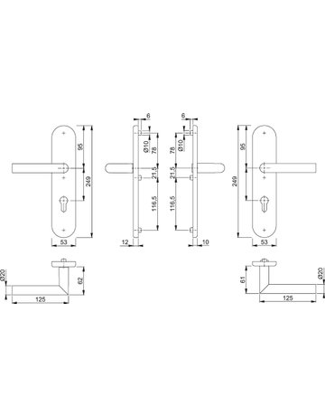 Bild HOPPE Sicherheits-Drückergarnitur Amsterdam FS-E1400F/3331/3310, Langschild oval, 12mm, ES 1, ohne Zylinderabdeckung, Profilzylinder gelocht, Entfernung 72mm, Vierkant 9mm, Türstärke 42-47mm, edelstahl matt-1