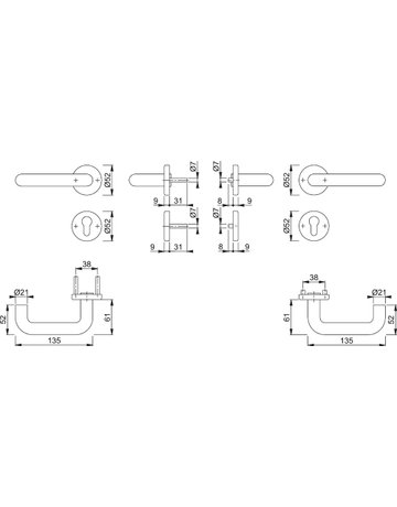 Bild HOPPE Drückergarnitur Paris FS-K138/15/15S, Rosette, Profilzylinder gelocht, Vierkant 9mm, DIN Links-Rechts, TS 40 - 66mm, Befestigungstechnik mit Stütznocken, schwarz, tiefschwarz, beschichtet-1