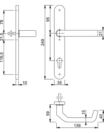 Bild HOPPE Halbgarnitur Liverpool M1313G/3357SN, Langschild, oval, Profilzylinder gelocht, Entfernung 92mm, Vierkant 8mm, Befestigungstechnik ohne Stütznocken, braun, messing brüniert-1