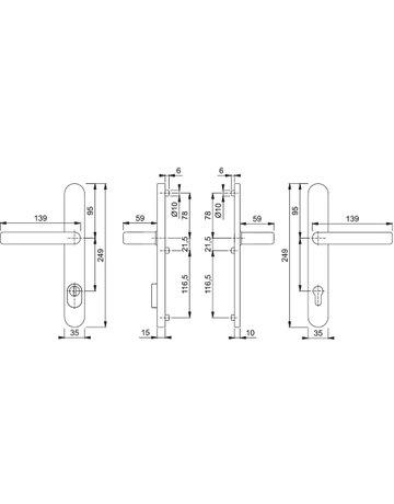Bild HOPPE Sicherheits-Drückergarnitur Liverpool M1313G/3359ZA/3357N, Langschild oval, 15mm, ES 1, mit Zylinderabdeckung, Profilzylinder gelocht, Entfernung 92mm, Vierkant 8mm, Türstärke 67-72mm, messingfarben poliert-Resista®-1