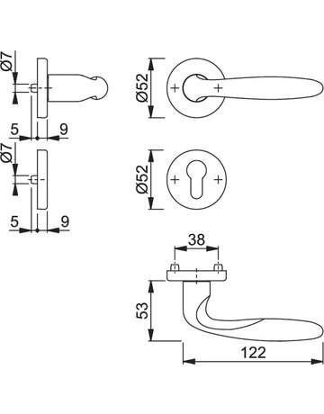 Bild HOPPE Halbgarnitur Verona M151/42/42S, Rosette, Profilzylinder gelocht, Vierkant 8mm, DIN Links-Rechts, Befestigungstechnik mit Stütznocken, gelb, messingfarben poliert-Resista®-1