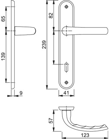 Bild HOPPE Drückergarnitur Tôkyô M1710RH/265, Langschild, oval, Buntbart gelocht, Entfernung 72mm, Vierkant 8mm, Türstärke 37 - 47mm, Befestigungstechnik ohne Stütznocken, silber, satiniert verchromt-Resista-1
