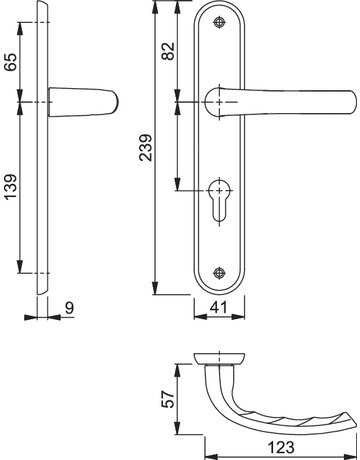 Bild HOPPE Drückergarnitur Tôkyô M1710RH/265, Langschild, oval, Profilzylinder gelocht, Entfernung 72mm, Vierkant 8mm, Türstärke 37 - 47mm, Befestigungstechnik ohne Stütznocken, gelb, messing poliert-1