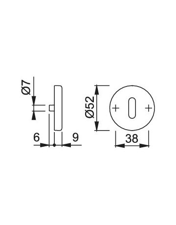 Bild HOPPE Schlüsselrosettenpaar M42KVS, außen/innen, rund, mit Stütznocken, Buntbart gelocht, 9mm, Türstärke min. 37mm, Türstärke maximal 42mm, messing poliert-1