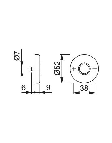 Bild HOPPE Drückerrosettenpaar M42KV, außen/innen, rund, mit Stütznocken, 9mm, Türstärke min. 37mm, Türstärke maximal 42mm, messing poliert-1