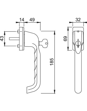 Bild Fenstergriff PSK-037S/U11Z 200NM abschliessbar ,eck,7/35,verkehrsw. - HOPPE-1