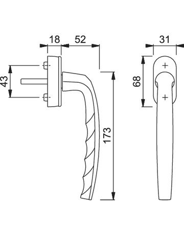Bild Fenstergriff PSK-0530/US952-1 Stand.,ov.,7/32-42,F9 - HOPPE-1
