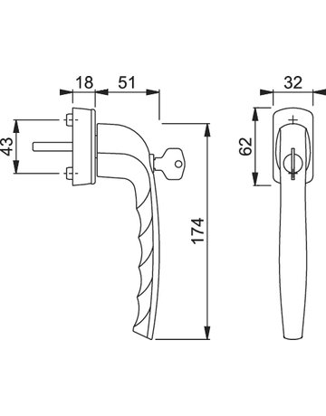 Bild Fenstergriff PSK-0810S/US10 100NM abschliessbar ,eck,7/32-42,F9 - HOPPE-1