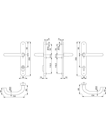 Bild HOPPE Sicherheits-Drückergarnitur Paris RD-138GF/3359ZA/3357N, Langschild oval, 15mm, ES 1, mit Zylinderabdeckung, Profilzylinder gelocht, Entfernung 92mm, Vierkant 9mm, Türstärke 67-72mm, naturfarben eloxiert-1