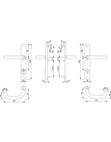 Bild HOPPE Sicherheits-Drückergarnitur Paris RD-E138GF/3359ZA/3357N, Langschild oval, 15mm, ES 1, mit Zylinderabdeckung, Profilzylinder gelocht, Entfernung 92mm, Vierkant 9mm, Türstärke 67-72mm, edelstahl matt-1