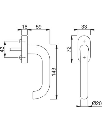 Bild Drehkipp-Fenstergriff, Paris 038/US956, mit ovaler Rosette, Vierkant 7x 32-42, naturfarbig eloxiert - HOPPE-1
