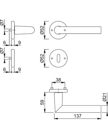 Bild Drücker-Rosettengarnitur Amsterdam BB 8 mm 1400/42KV/42KVS Alu F1 - HOPPE-1