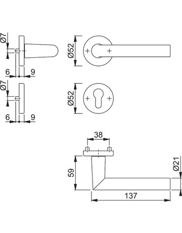 Bild Drücker-Rosettengarnitur Amsterdam PZ 8 mm 1400/42KV/42KVS Alu F1 - HOPPE-1