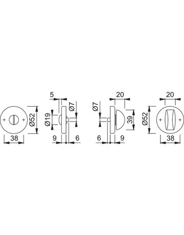Bild Schlüsselrosettenpaar 42KVS rund,WC/S, 9mm,TS 37-42,F9 - HOPPE-1