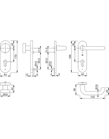 Bild HOPPE Sicherheits-Wechselgarnitur Paris 58/3331K/353K-1/138L, Kurzschild oval, 12mm, ES 1, ohne Zylinderabdeckung, Profilzylinder gelocht, Entfernung 72mm, Vierkant 8mm, Türstärke 37-42mm, neusilberfarben eloxiert-1