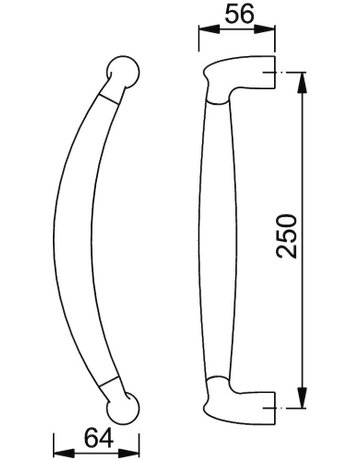 Bild HOPPE Stoßgriff Athinai M516, BA 250mm, Breite 64mm, L 250mm, verdeckt verschraubt, messingfarben poliert/satiniert-Resista (bicolor)-1