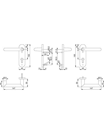 Bild HOPPE Drückergarnitur Rotterdam FS-1401/353KH, Kurzschild, oval, Profilzylinder gelocht, Entfernung 72mm, Vierkant 9mm, Türstärke 40 - 65mm, Befestigungstechnik mit Stütznocken, silber, naturfarben, eloxiert-1