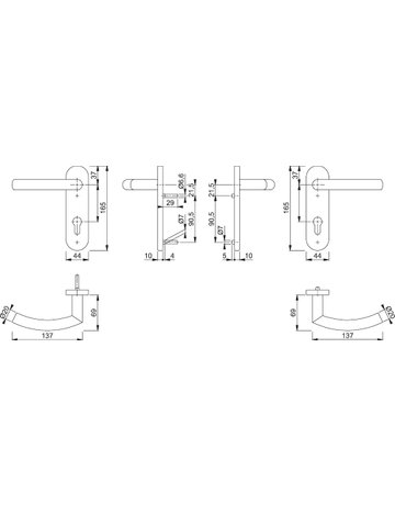Bild HOPPE Drückergarnitur Trondheim FS-E1430/353KH, Kurzschild, oval, Profilzylinder gelocht, Entfernung 72mm, Vierkant 9mm, Türstärke 40 - 65mm, Befestigungstechnik mit Stütznocken, grau, edelstahl matt-1