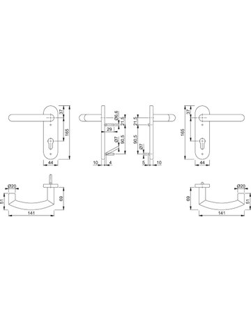 Bild HOPPE Drückergarnitur Tromsø FS-E1431/353KH, Kurzschild, oval, Profilzylinder gelocht, Entfernung 72mm, Vierkant 9mm, Türstärke 40 - 65mm, Befestigungstechnik mit Stütznocken, grau, edelstahl matt-1