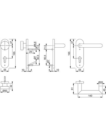 Bild HOPPE Wechselgarnitur Rotterdam FS-E58/353KH/1401, Kurzschild, oval, Profilzylinder gelocht, Entfernung 72mm, Vierkant 9mm, Türstärke 40 - 65mm, Befestigungstechnik mit Stütznocken, grau, edelstahl matt-1