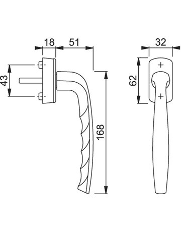 Bild Fenstergriff PSK-0810/US10 Stand.,eck,7/32-42,F9 - HOPPE-1