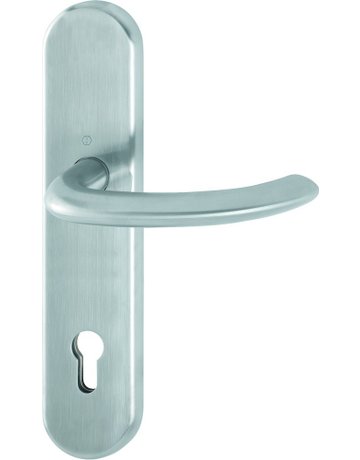 Bild HOPPE Halbgarnitur Marseille E1138F/3310, Langschild, oval, Profilzylinder gelocht, Entfernung 92mm, Vierkant 10mm, Befestigungstechnik ohne Stütznocken, grau, edelstahl matt-0