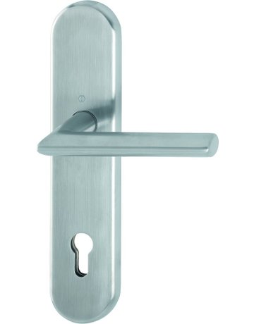Bild HOPPE Halbgarnitur Stockholm E1140F/3310, Langschild, oval, Profilzylinder gelocht, Entfernung 92mm, Vierkant 10mm, Befestigungstechnik ohne Stütznocken, grau, edelstahl matt-0