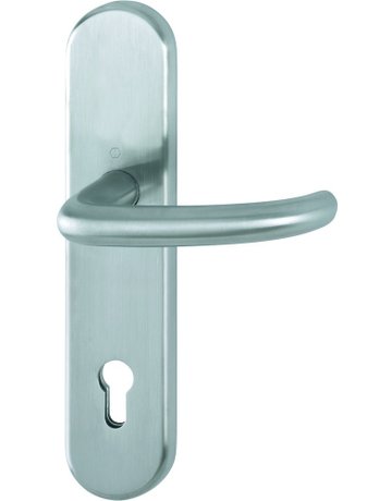 Bild HOPPE Halbgarnitur San Francisco E1301F/3310, Langschild, oval, Profilzylinder gelocht, Entfernung 92mm, Vierkant 10mm, Befestigungstechnik ohne Stütznocken, grau, edelstahl matt-0