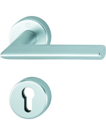 Bild HOPPE Drückergarnitur Stockholm FS-1140/42H/42HS, Rosette, Profilzylinder gelocht, Vierkant 9mm, DIN Links-Rechts, TS 45 - 65mm, Befestigungstechnik mit Stütznocken, silber, naturfarben, eloxiert-0