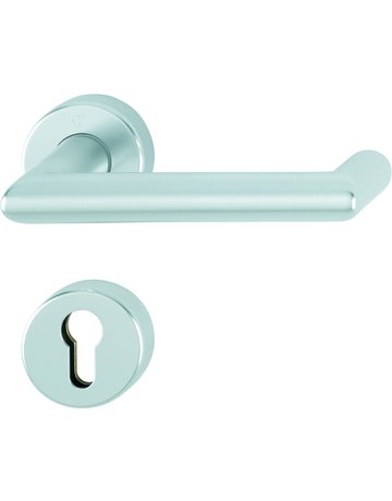 Bild HOPPE Drückergarnitur Rotterdam FS-1401/42H/42HS, Rosette, Profilzylinder gelocht, Vierkant 9mm, DIN Links-Rechts, TS 45 - 65mm, Befestigungstechnik mit Stütznocken, silber, naturfarben, eloxiert-0