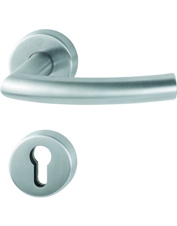 Bild HOPPE Drückergarnitur Trondheim FS-E1430/42H/42HS, Rosette, Profilzylinder gelocht, Vierkant 9mm, DIN Links-Rechts, TS 40 - 65mm, Befestigungstechnik mit Stütznocken, grau, edelstahl matt-0