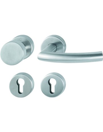 Bild HOPPE Wechselgarnitur Trondheim FS-E58/42H/42HS/1430, Rosette, Profilzylinder gelocht, Vierkant 9mm, DIN Links-Rechts, TS 40 - 65mm, Befestigungstechnik mit Stütznocken, grau, edelstahl matt-0