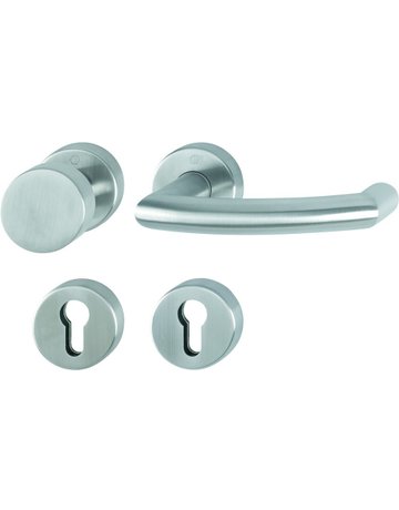 Bild HOPPE Wechselgarnitur Tromsø FS-E58/42H/42HS/1431, Rosette, Profilzylinder gelocht, Vierkant 9mm, DIN Links-Rechts, TS 40 - 65mm, Befestigungstechnik mit Stütznocken, grau, edelstahl matt-0