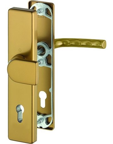 Bild HOPPE Sicherheits-Wechselgarnitur Birmingham 78G/2222A/2440/1117, Langschild eckig, 15mm, ES 0, ohne Zylinderabdeckung, Profilzylinder gelocht, Entfernung 92mm, Vierkant 10mm, Türstärke 67-72mm, bronzefarben eloxiert-0