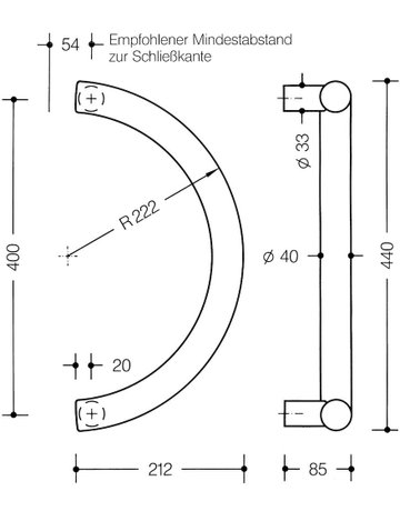 Bild Stoßgriff 550.40KSLT BA 400,L 440, Ø40,reinweiß - Hewi-2