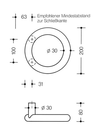 Bild Stoßgriff 550KRLT BA 100,L 200, Ø30,reinweiß - Hewi-2