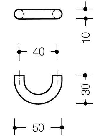 Bild Möbel- Rundbogengriff, 548RD50, Durchmesser 10x 40mm, Höhe 30mm, reinweiß, durchgefärbt - Hewi-2