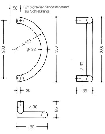 Bild Stoßgriff 550.33KSLT BA 300,L 333, Ø33,felsgrau - Hewi-2