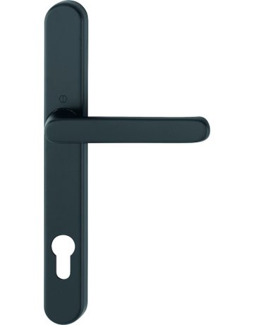 Bild HOPPE Halbgarnitur Luxembourg 099KH/3347N, Langschild, oval, Profilzylinder gelocht, Entfernung 92mm, Vierkant 8mm, Türstärke 72 - 82mm, Befestigungstechnik mit Stütznocken, schwarz, schwarz matt-0