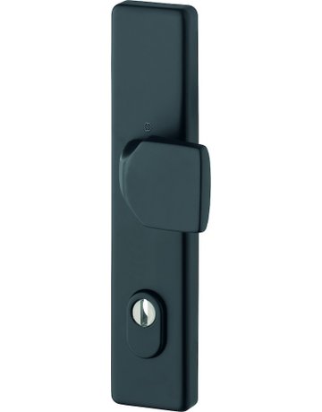 Bild HOPPE Sicherheits-Halbgarnitur 61G/2222ZA, Langschild eckig, 15mm, ES 1, mit Zylinderabdeckung, Profilzylinder gelocht, Entfernung 92mm, Vierkant 10mm, Türstärke 67-72mm, schwarz matt eloxiert-0