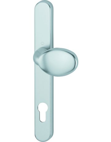 Bild HOPPE Halbgarnitur 76G/3347N, Langschild, oval, Profilzylinder gelocht, Entfernung 92mm, Vierkant 8mm, Türstärke 72 - 82mm, Befestigungstechnik mit Stütznocken, silber, naturfarben, eloxiert-0
