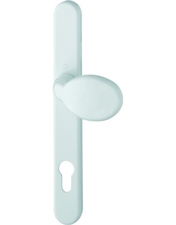 Bild HOPPE Halbgarnitur 76G/3347N, Langschild, oval, Profilzylinder gelocht, Entfernung 92mm, Vierkant 8mm, Türstärke 72 - 82mm, Befestigungstechnik mit Stütznocken, weiß, verkehrsweiß, beschichtet-0