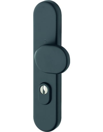 Bild HOPPE Sicherheits-Halbgarnitur 86G/3332ZA, Langschild oval, 15mm, ES 1, mit Zylinderabdeckung, Profilzylinder gelocht, Entfernung 72mm, Vierkant 8mm, Türstärke 37-42mm, schwarz matt eloxiert-0